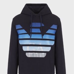 Emporio Armani with large embroidered eagle sweatshirt in navy size s...NWOT